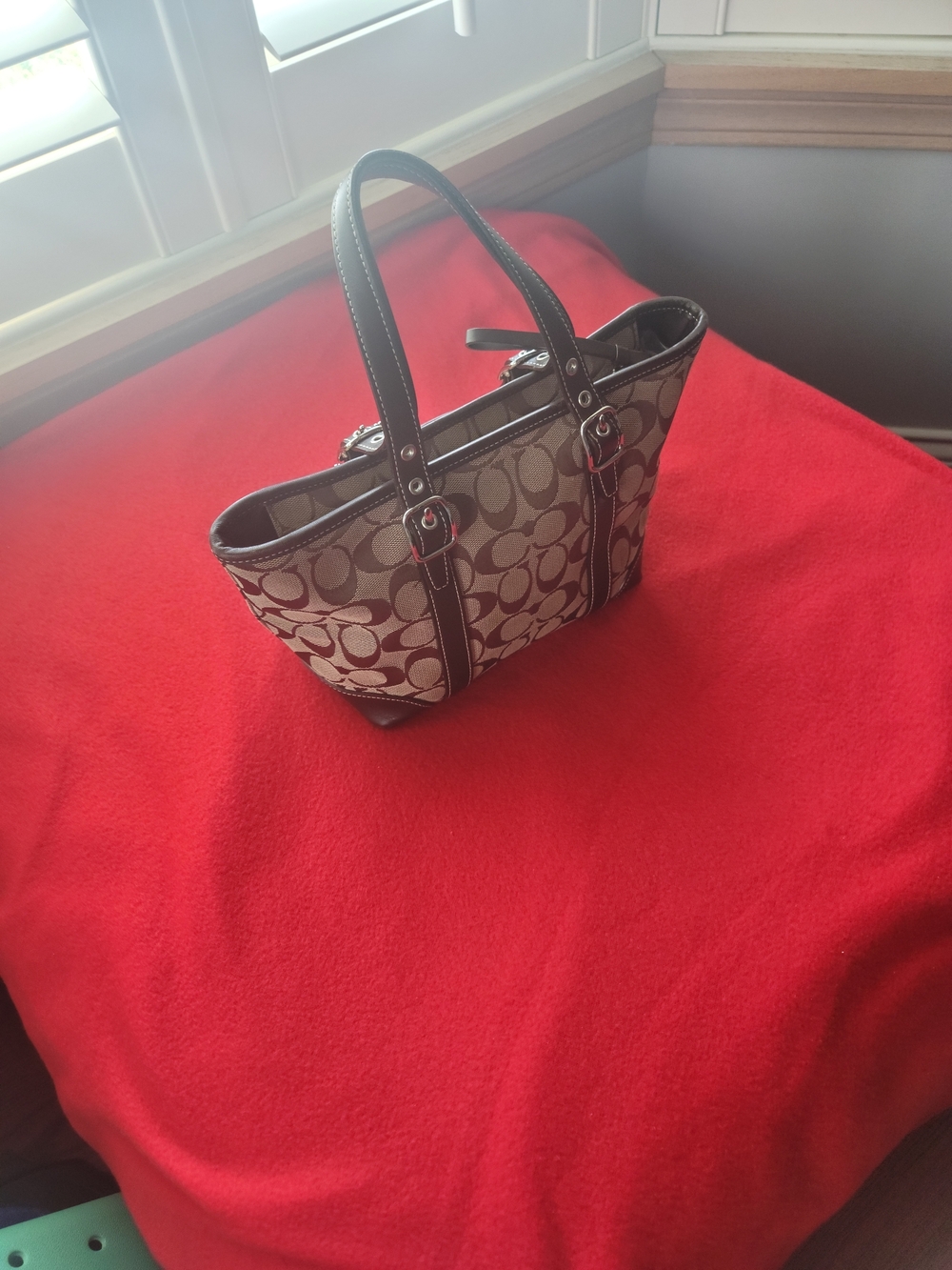 Coach Signature Pattern Brown Mini Tote with Dark Trim. No. H2J-6043 - Picture 2 of 12